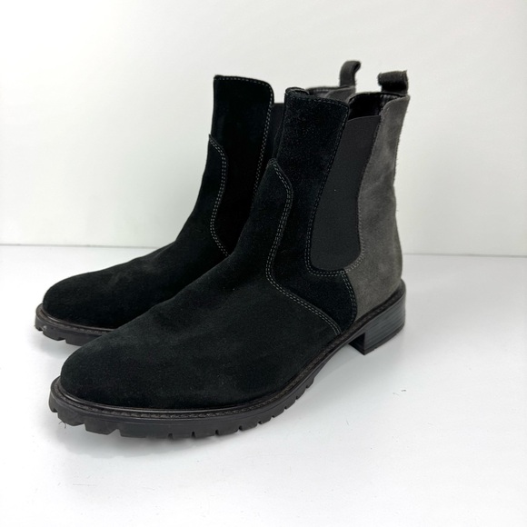 PALMROTH Women’s Sz 7.5 Suede Leather Booties Ankle Boots Two Tone Black & Grey - Picture 5 of 10